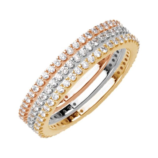 14K White Gold Round 1.2 Mm I1, H+ Polished 1/3 Ctw Natural Diamond Stackable Ring, Size 8