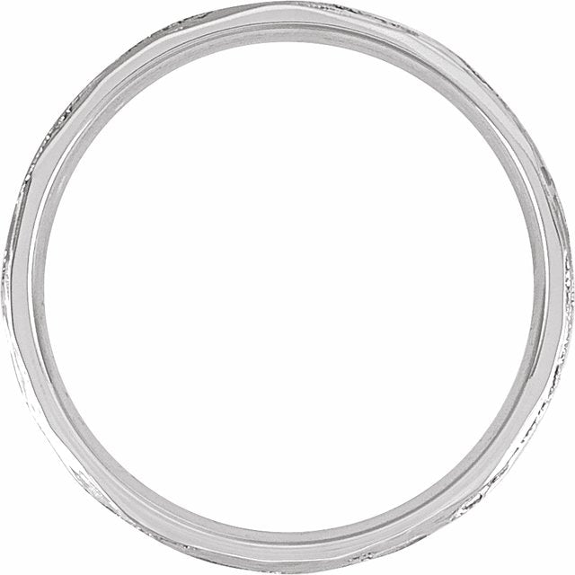 14K Yellow Or White Gold Polished Bark-Style Comfort-Fit Band With Bead Blast Finish