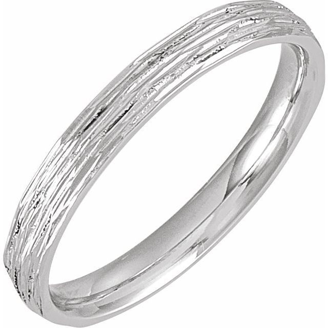 14K Yellow Or White Gold Polished Bark-Style Comfort-Fit Band With Bead Blast Finish