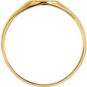14K Yellow Gold Heart 6 Mm Brush Polished Signet Ring Size 3
