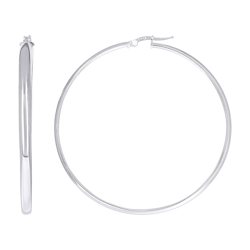 925 Sterling Silver Womens Round Tube Hoop Earrings