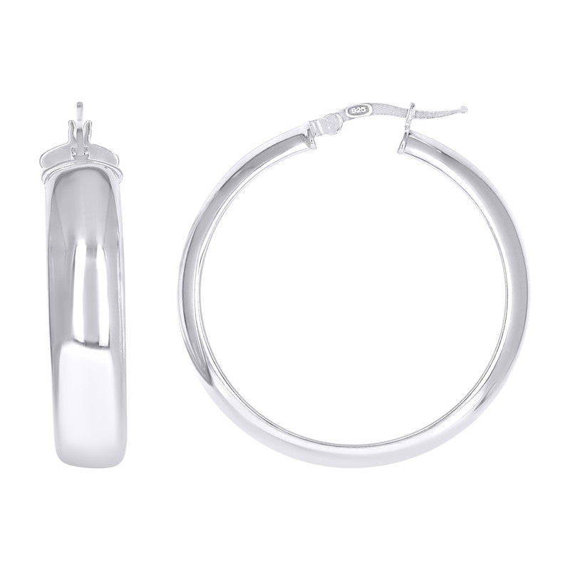 925 Sterling Silver Womens Round Tube Hoop Earrings
