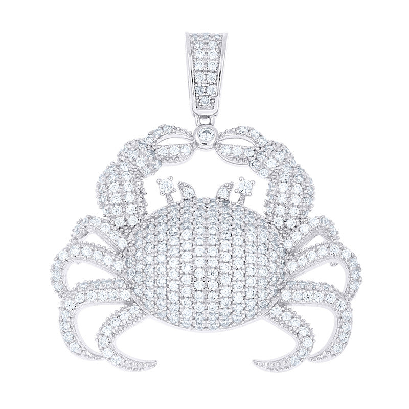 925 Sterling Silver Mens Cubic-Zirconia Cancer Zodiac Sign Charm Pendant