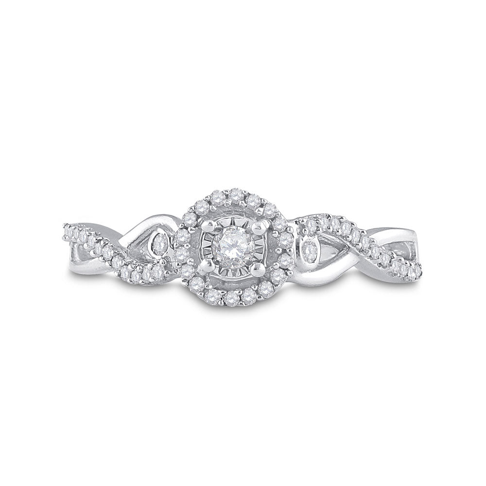 Sterling Silver Womens Round Diamond Halo Promise Ring 1/5 Cttw, Womens Size: 5-10