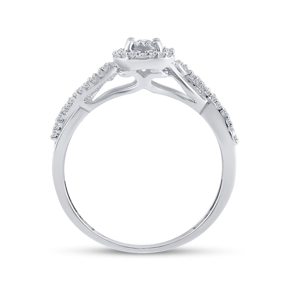 Sterling Silver Womens Round Diamond Halo Promise Ring 1/5 Cttw, Womens Size: 5-10