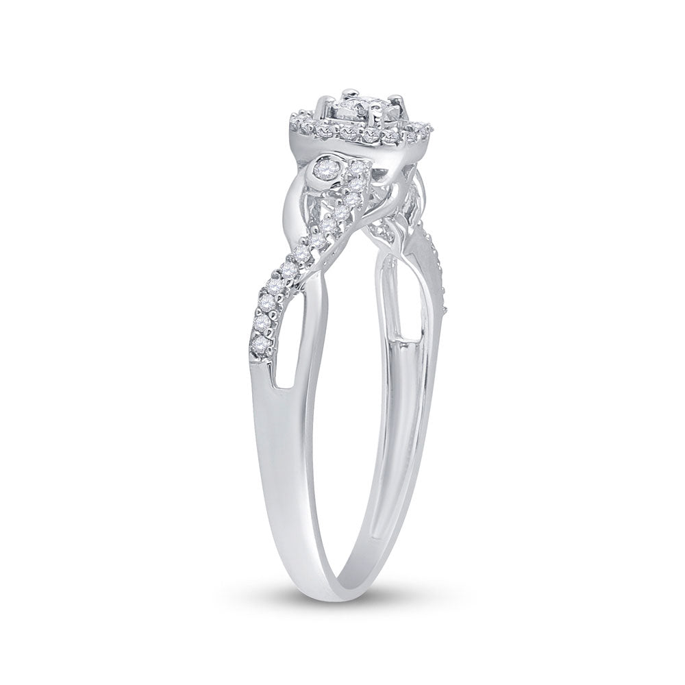 Sterling Silver Womens Round Diamond Halo Promise Ring 1/5 Cttw, Womens Size: 5-10