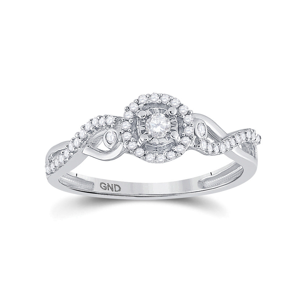 Sterling Silver Womens Round Diamond Halo Promise Ring 1/5 Cttw, Womens Size: 5-10