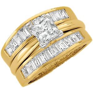 14K Yellow Gold Tapered Baguette 3.5 X 2 X 1.5 Mm 1 3/4 Ctw Natural Diamond Ring Guard Size 6