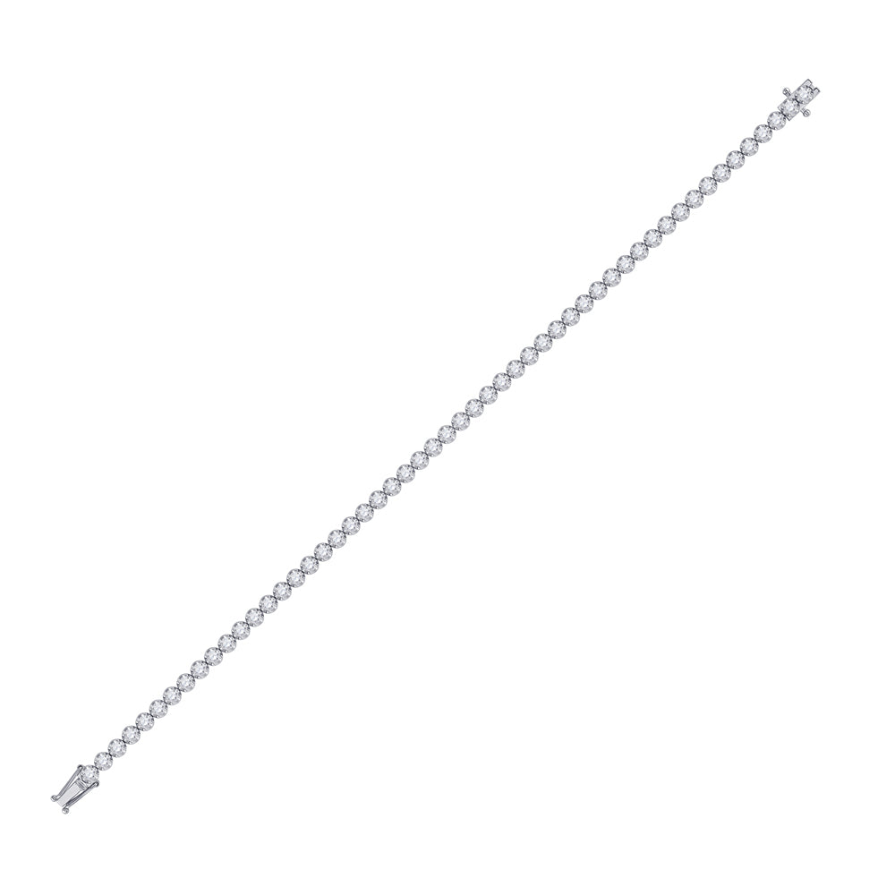 14K White Gold Womens Round Diamond Studded Tennis Bracelet 3 Cttw