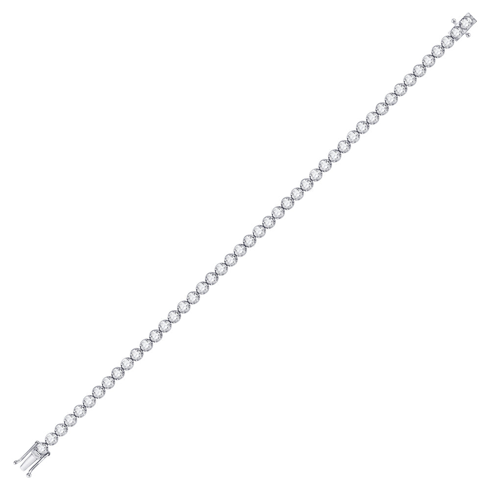 14K White Gold Womens Round Diamond Classic Tennis Bracelet 4 Cttw
