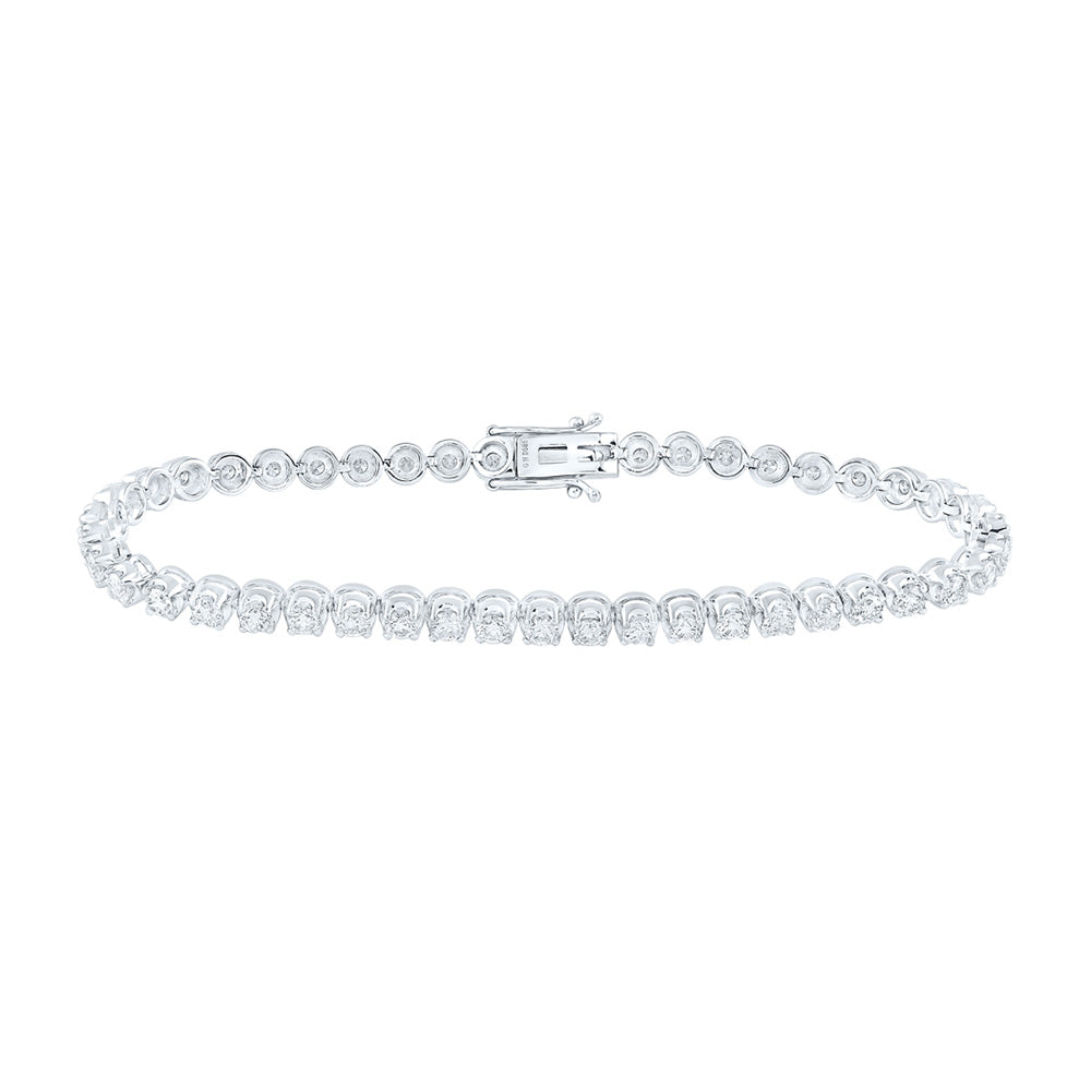 14K White Gold Womens Round Diamond Classic Tennis Bracelet 4 Cttw