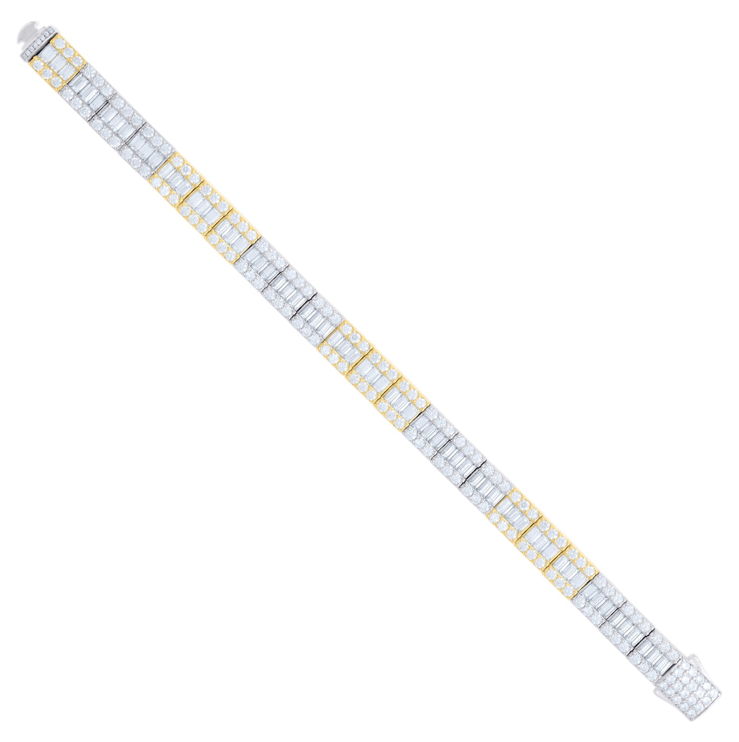 Sterling Silver Unisex Baguette Round Moissanite Square Tennis Chain Bracelet 7 Inches– Elegant Jewelry Gift for Birthday, Anniversary, Engagement, Wedding