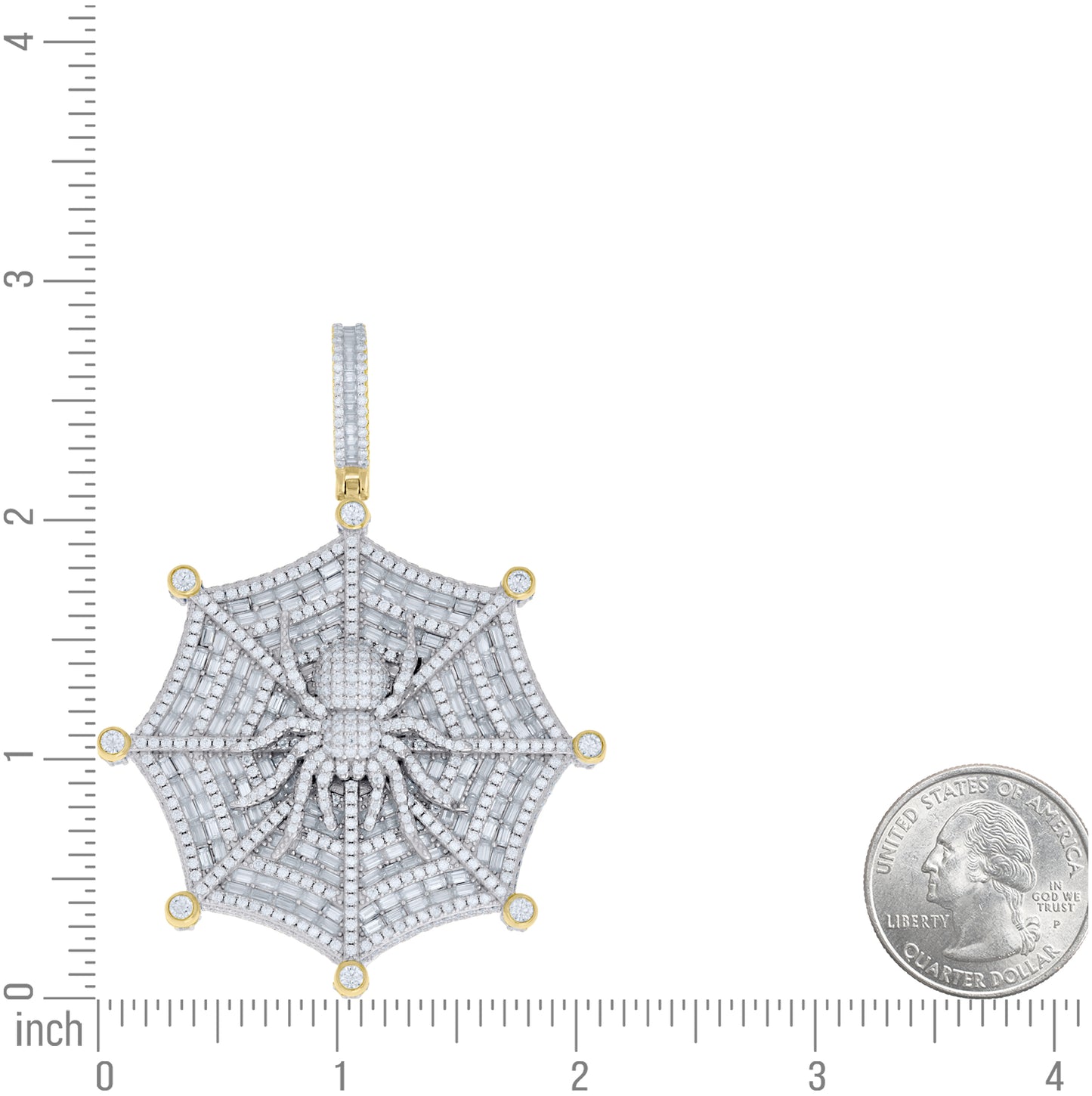 Sterling Silver Mens Baguette Round Moissanite Spider Insect Wildlife Pendant – Elegant Jewelry Gift for Birthday, Anniversary, Engagement, Wedding