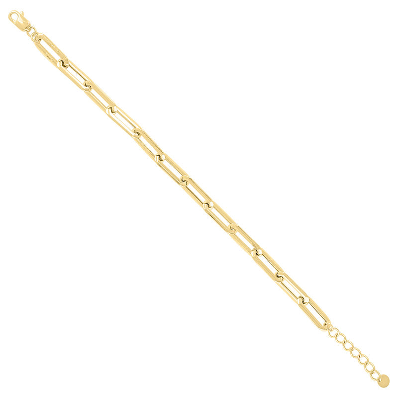 10kt Yellow Gold Unisex Edge Paperclip Link Bracelet Size 8 Inches