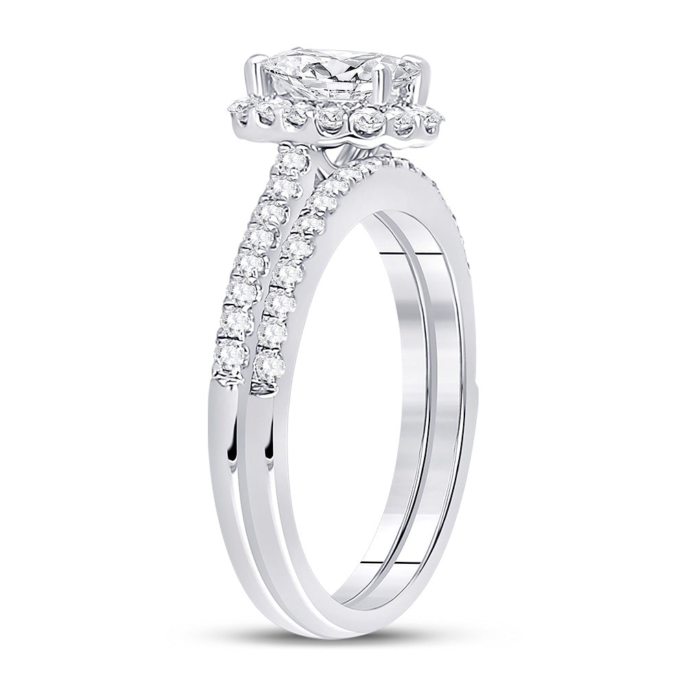 14K White Gold Oval Diamond Bridal Wedding Ring Band Set 1-1/3 Cttw, Womens Size: 5-10