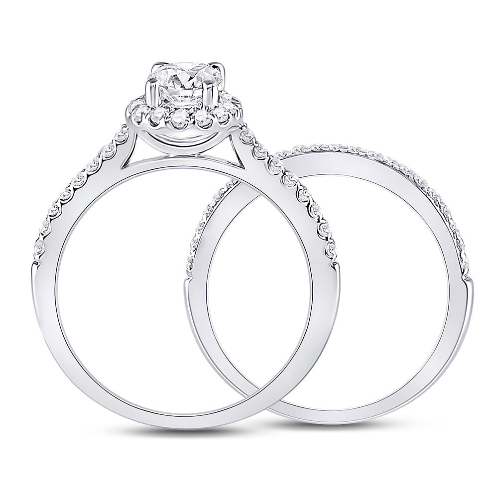 14K White Gold Oval Diamond Bridal Wedding Ring Band Set 1-1/3 Cttw, Womens Size: 5-10