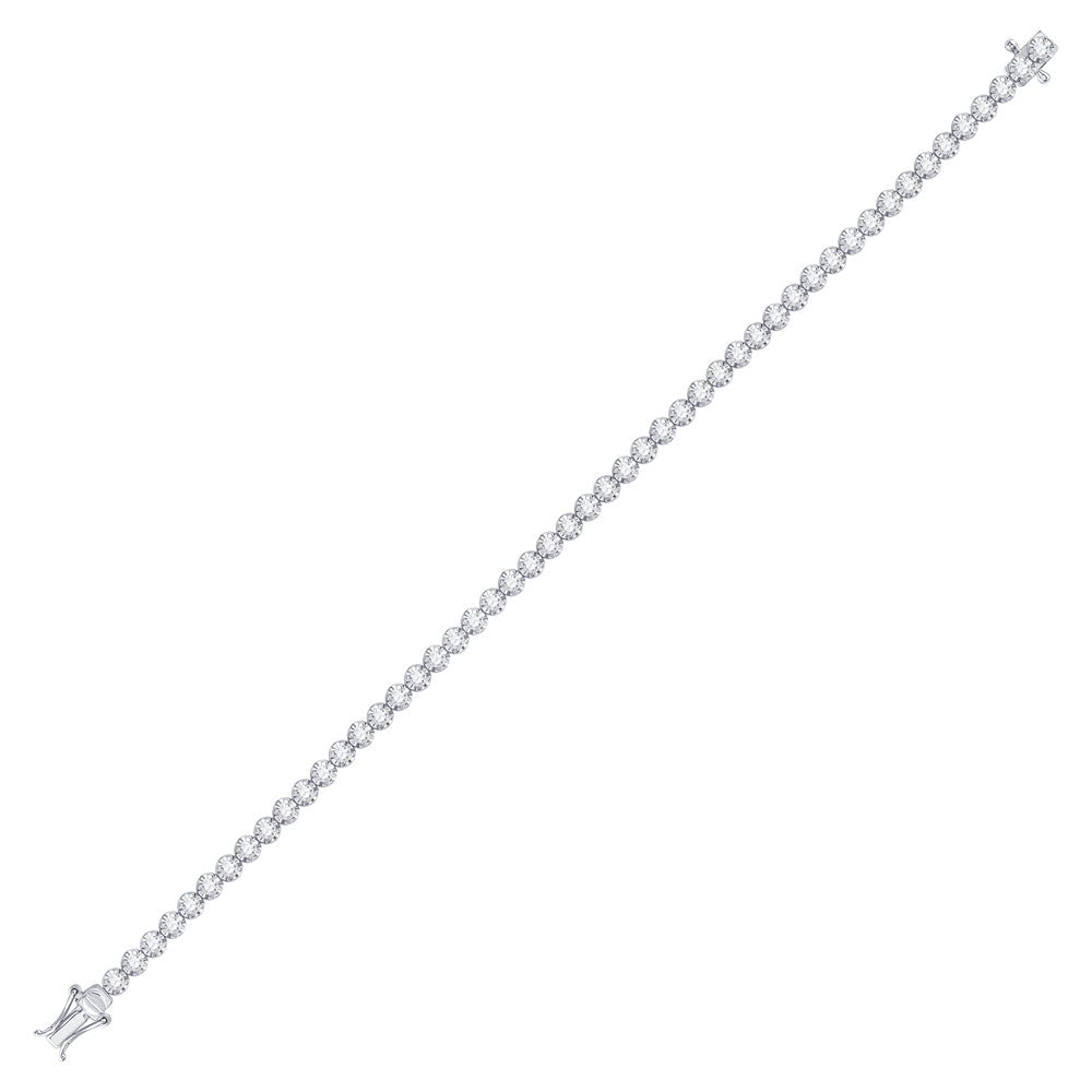 14K White Gold Womens Round Diamond Timeless Tennis Bracelet 2 Cttw