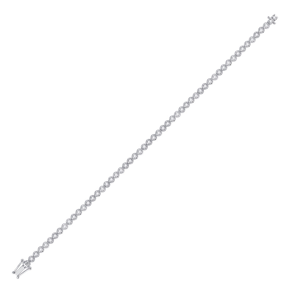 14K White Gold Womens Round Diamond Timeless Tennis Bracelet 1 Cttw