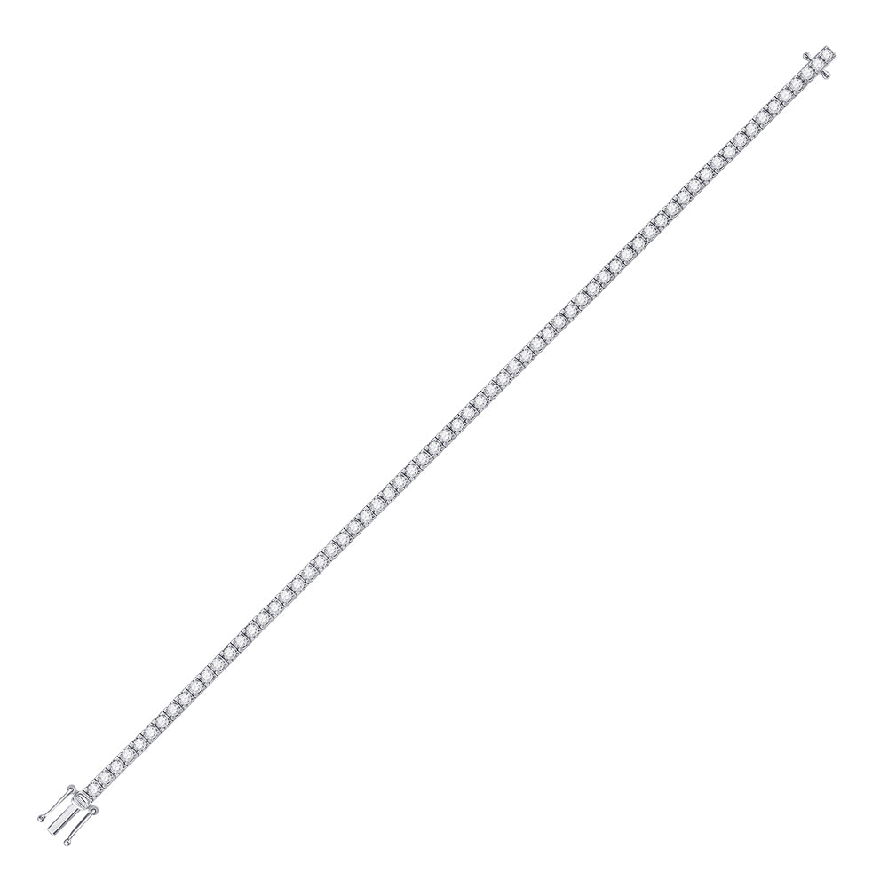 14K White Gold Womens Round Diamond Classic Tennis Bracelet 3 Cttw
