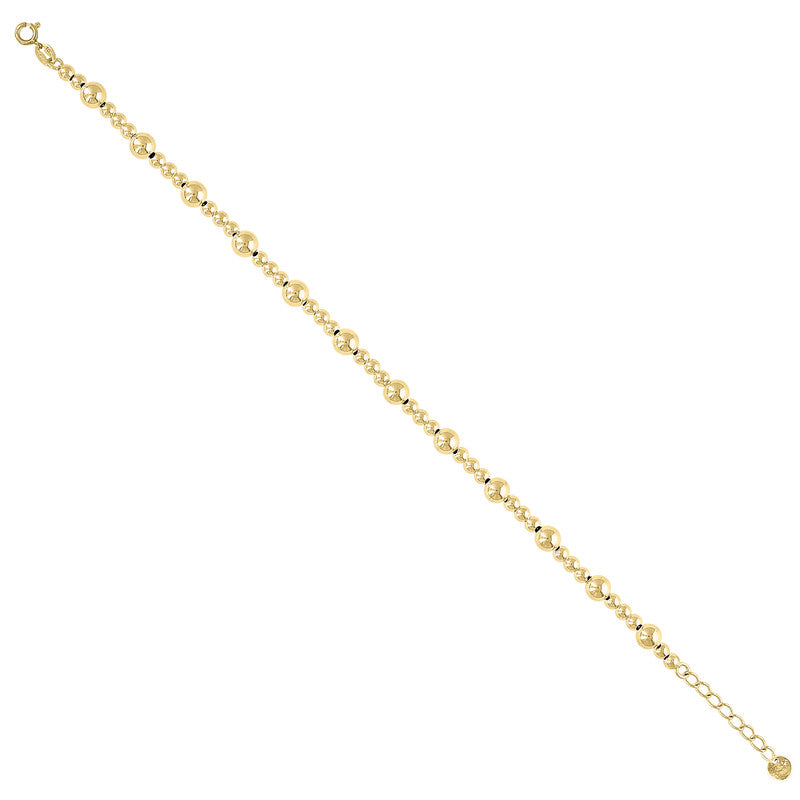 10kt Yellow Gold Womens Beaded Fashion Bracelet Size 8 Inches
