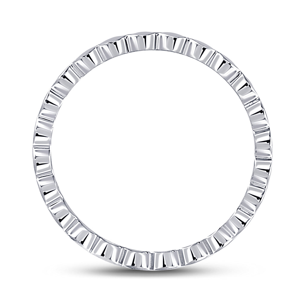 14K White Gold Womens Round Diamond Machine-Set Band Ring 1/10 Cttw, Womens Size: 5-10