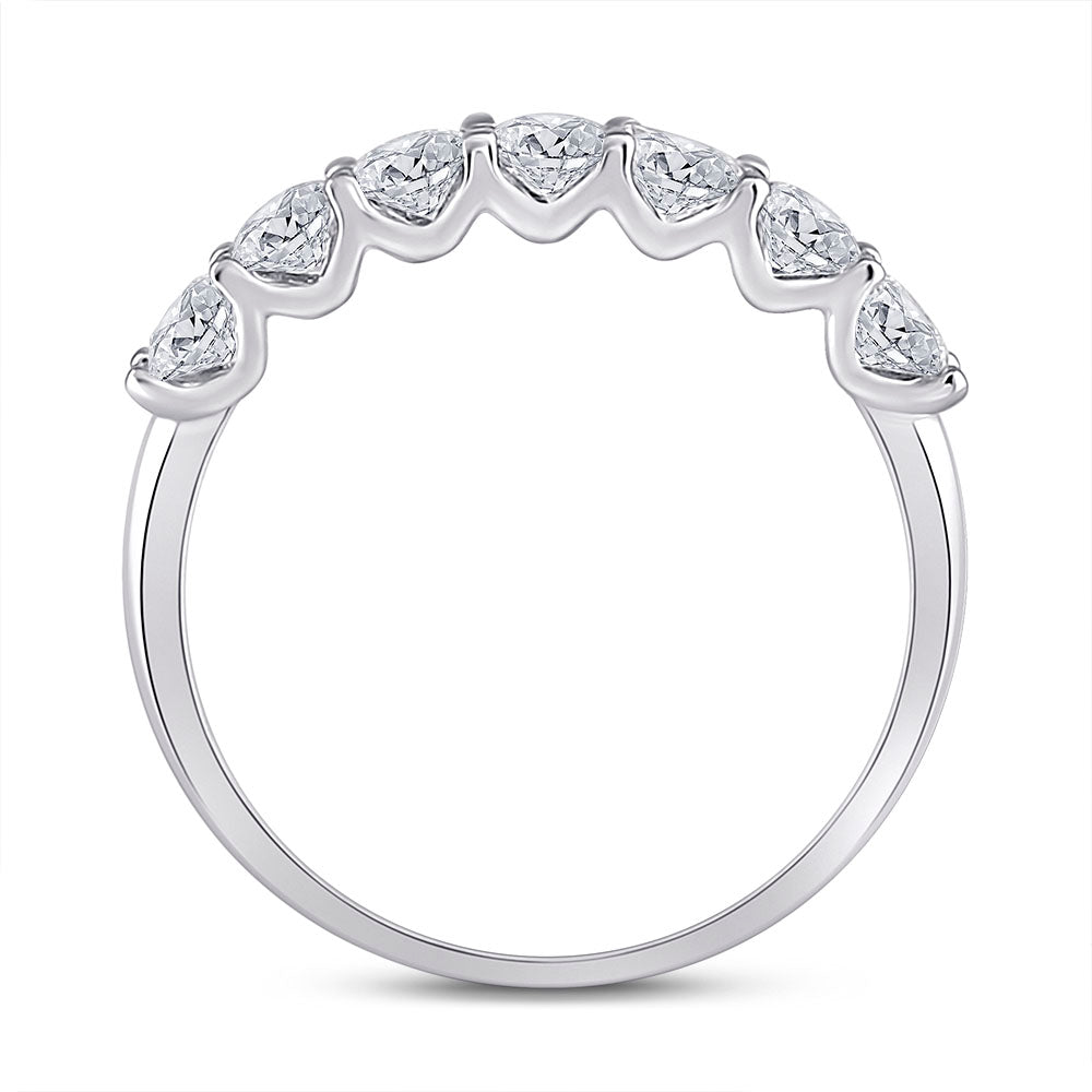 14K White Gold Womens Round Diamond Classic Anniversary Band Ring 1 Cttw, Womens Size: 5-10