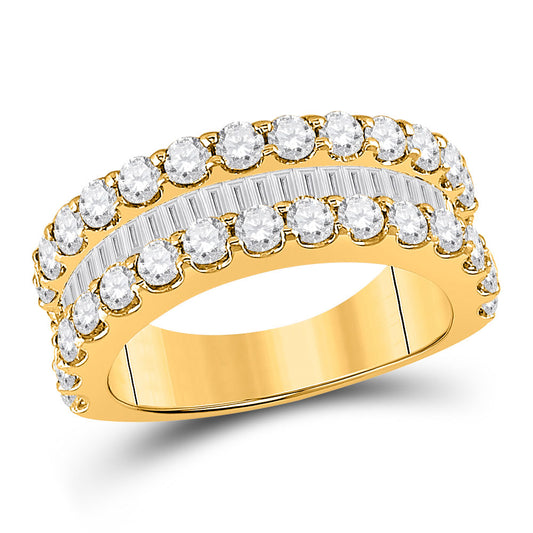 14K Yellow Gold Womens Baguette Diamond Anniversary Ring 2-5/8 Cttw, Womens Size: 5-10