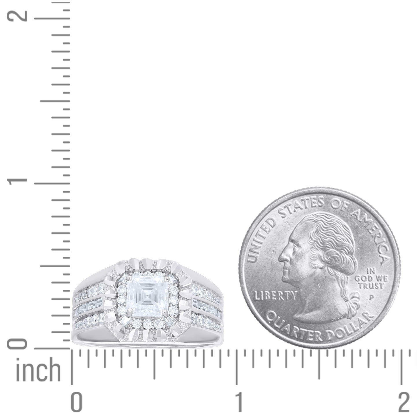 Sterling Silver Mens Princess-Cut Baguette Round 2.23ct Moissanite Octagon Head Fashion Ring Size 10– Elegant Jewelry Gift for Birthday, Anniversary, Engagement, Wedding