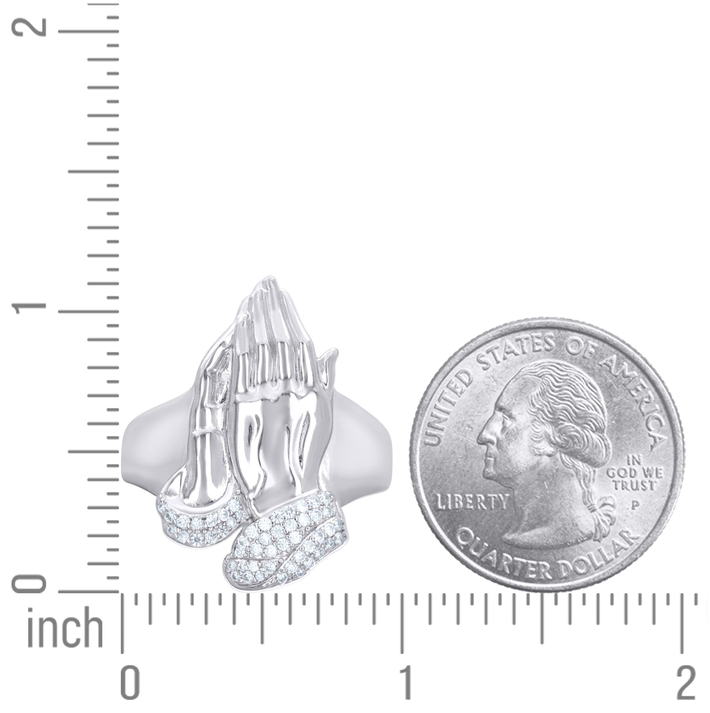 Sterling Silver Mens 0.38ct Moissanite Praying Hands Religious Ring Size 10– Elegant Jewelry Gift for Birthday, Anniversary, Engagement, Wedding