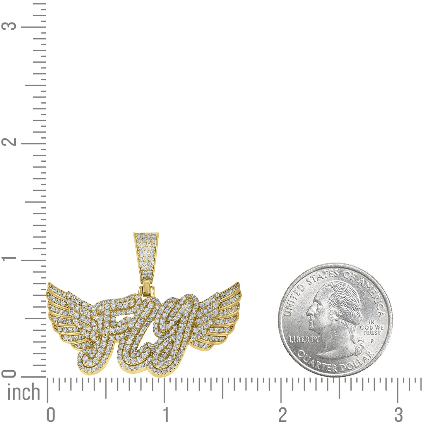 Sterling Silver Yellow-Tone Unisex Cubic-Zirconia Fly Talking Pendant – Elegant Jewelry Gift for Birthday, Anniversary, Engagement, Wedding