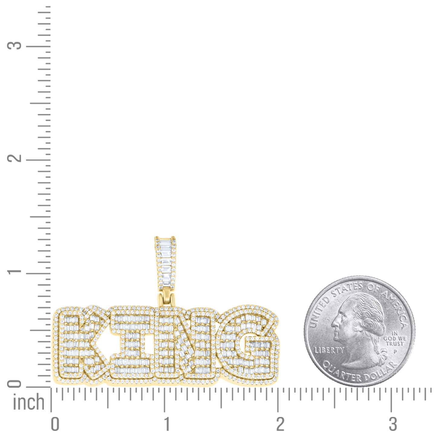 Sterling Silver Mens Round Baguette Cubic-Zirconia KING Fashion Pendant – Elegant Jewelry Gift for Birthday, Anniversary, Engagement, Wedding
