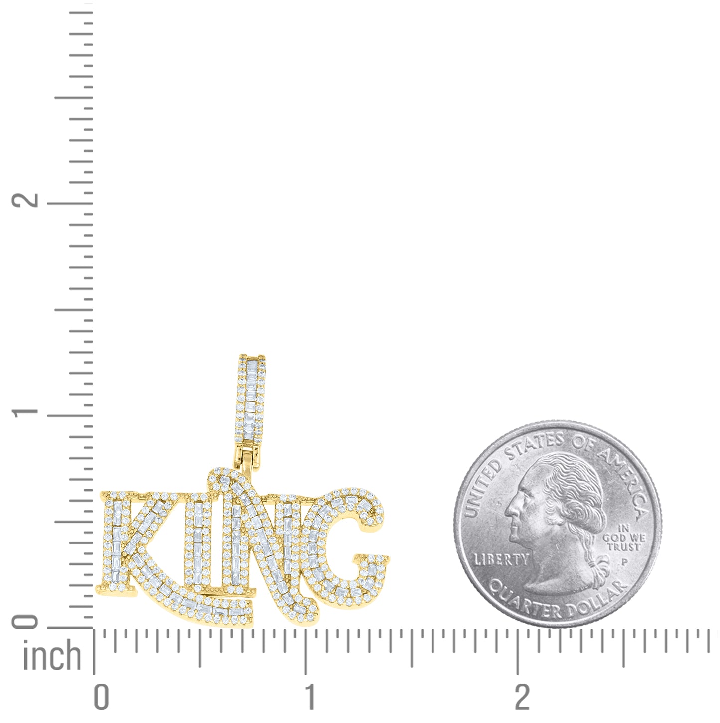 Sterling Silver Mens Round Baguette Cubic-Zirconia KING Fashion Pendant – Elegant Jewelry Gift for Birthday, Anniversary, Engagement, Wedding