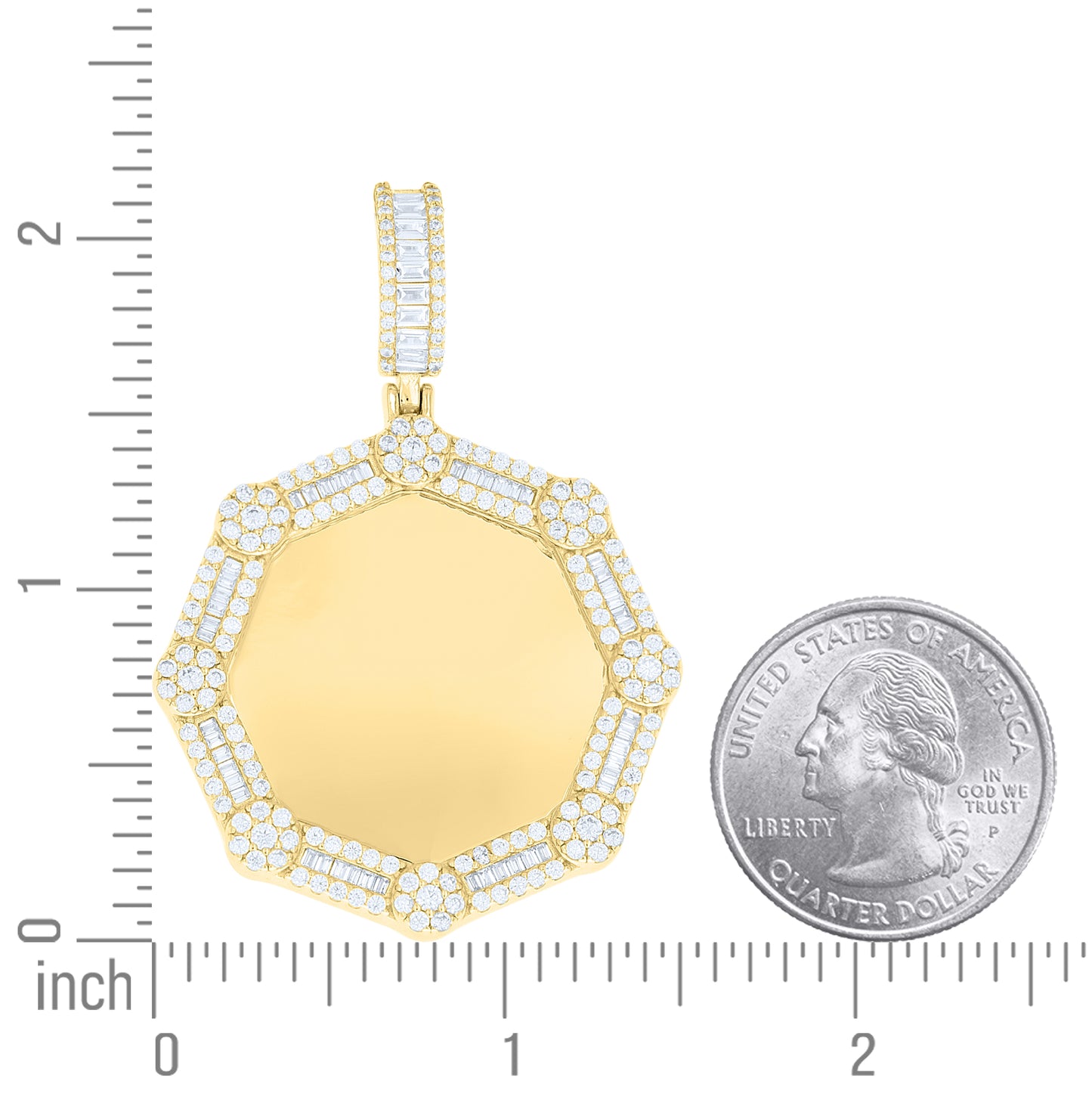 Sterling Silver Unisex Round Baguette Cubic-Zirconia Picture Frame Pendant – Elegant Jewelry Gift for Birthday, Anniversary, Engagement, Wedding