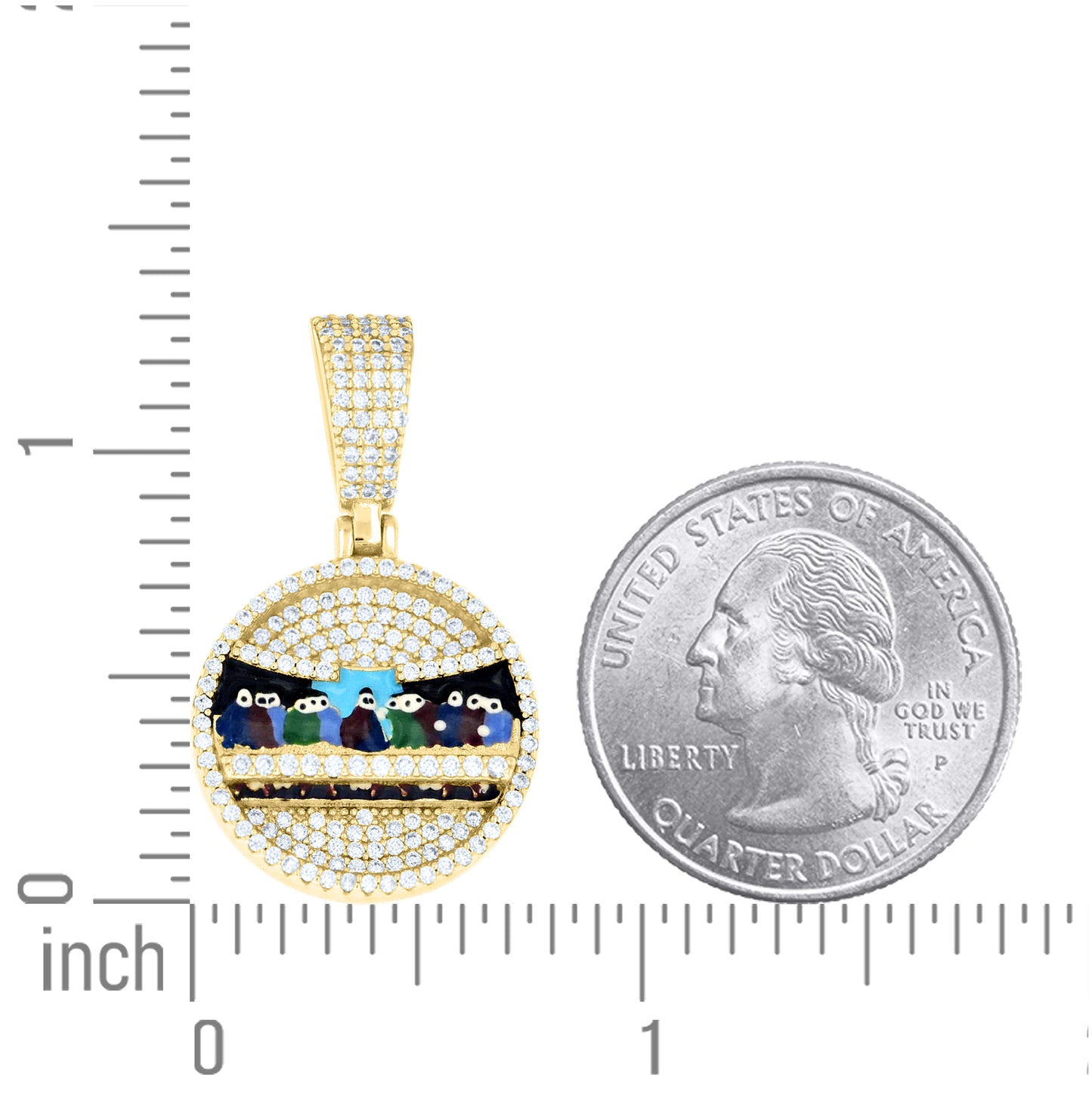 Sterling Silver Men Cubic-Zirconia Last Supper Religious Charm Pendant – Elegant Jewelry Gift for Birthday, Anniversary, Engagement, Wedding