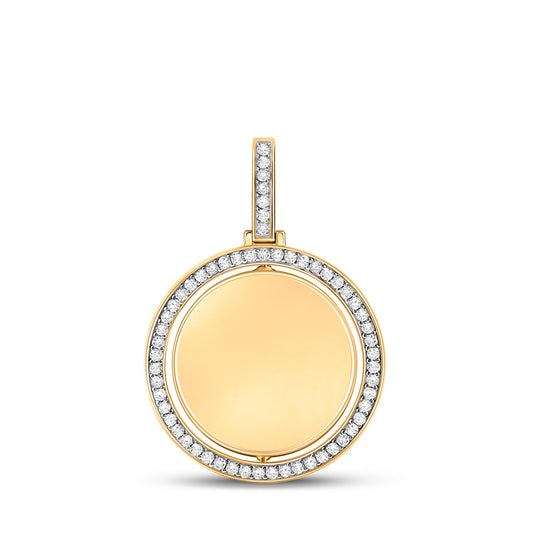 10K Yellow Gold Mens Round Diamond Picture Memory Charm Pendant 1-3/8 Cttw