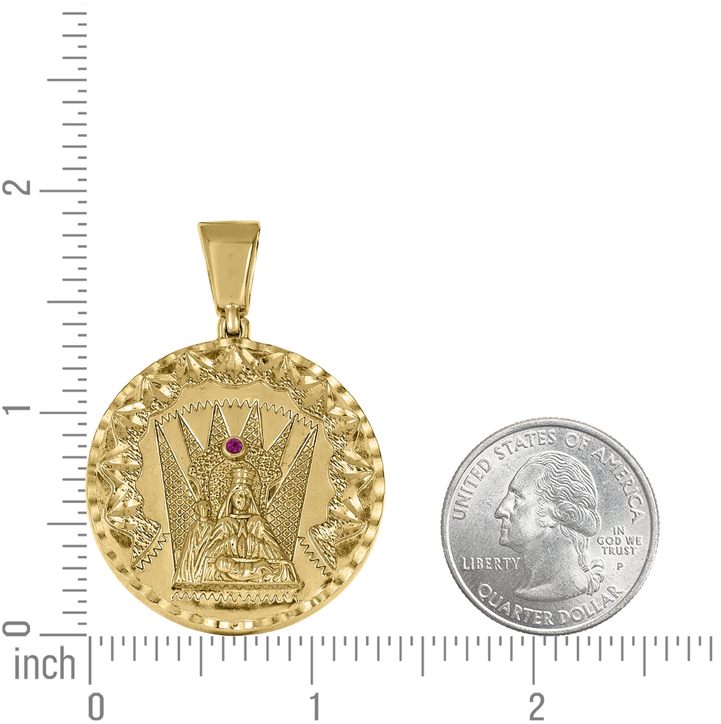 Sterling Silver Yellow-Tone Unisex Pink Cubic-Zirconia St. Barbara Religious Pendant – Elegant Jewelry Gift for Birthday, Anniversary, Engagement, Wedding