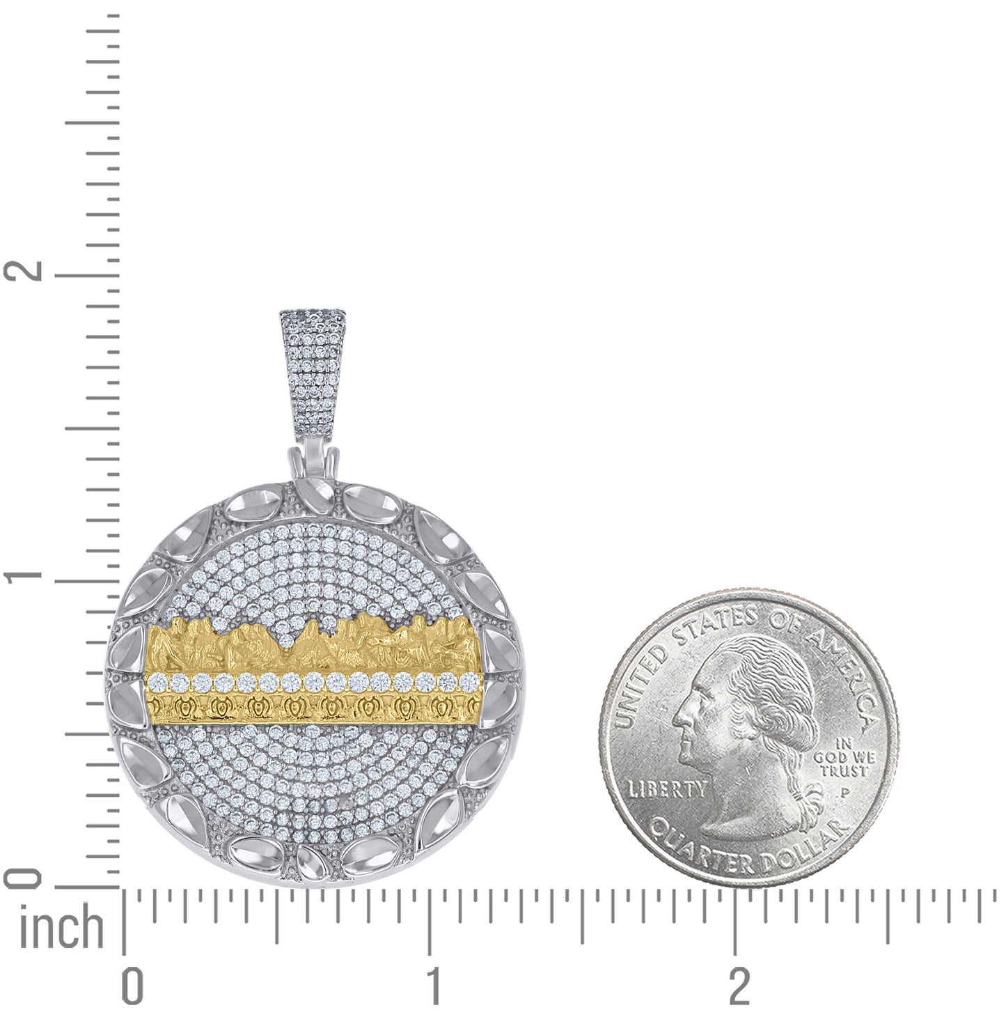 Sterling Silver Yellow-Tone Mens Cubic-Zirconia Nugget Last Supper Religious Pendant – Elegant Jewelry Gift for Birthday, Anniversary, Engagement, Wedding