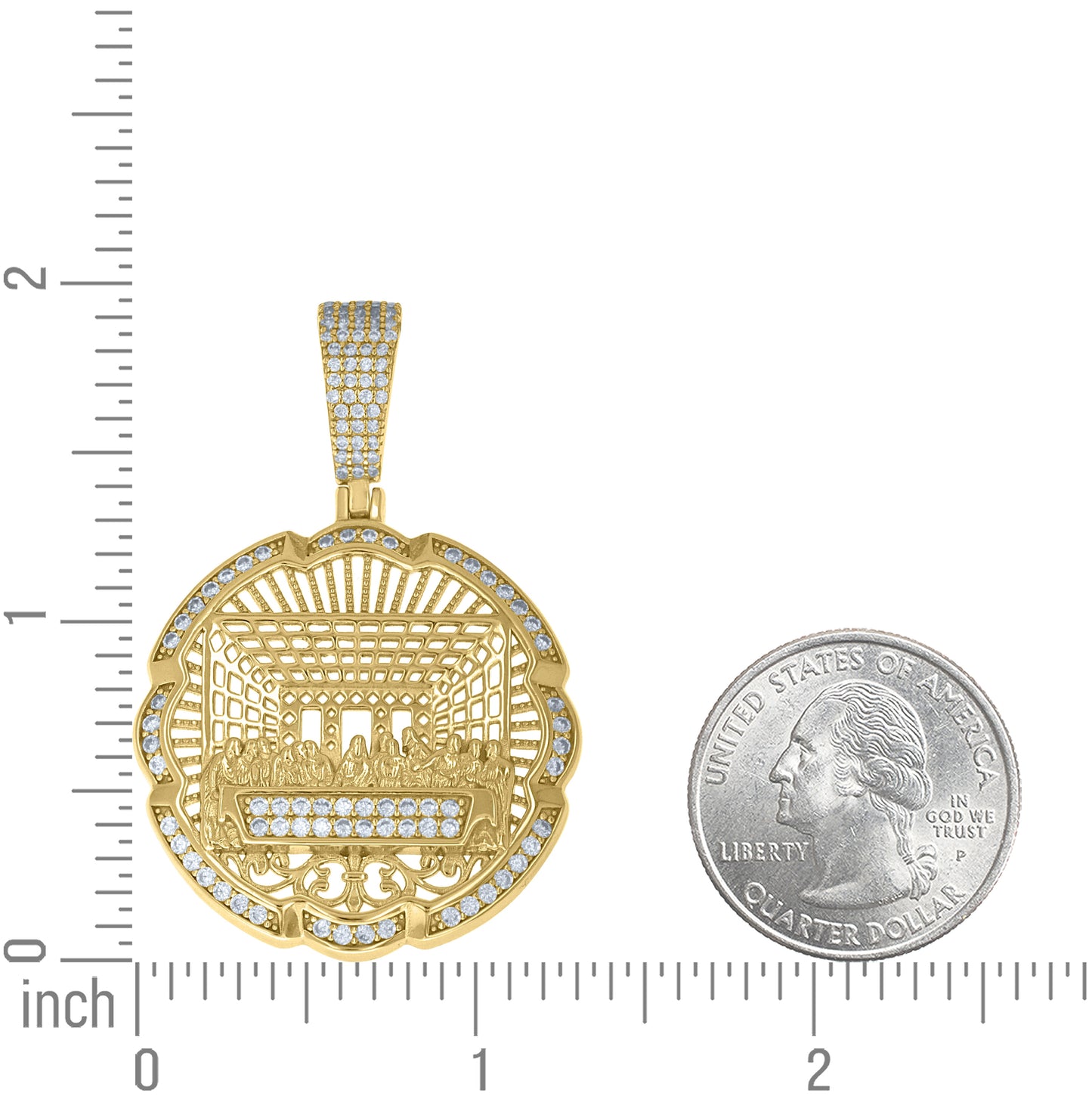 Sterling Silver Yellow-Tone Mens Cubic-Zirconia Last Supper Religious Pendant – Elegant Jewelry Gift for Birthday, Anniversary, Engagement, Wedding