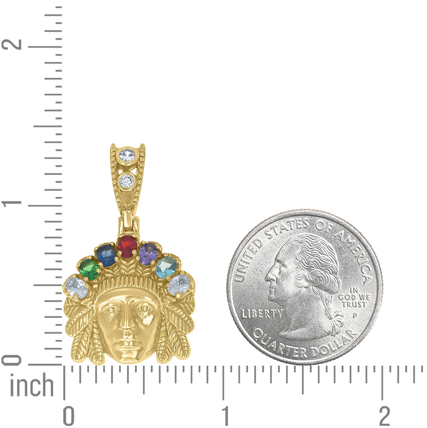 Sterling Silver Yellow-Tone Mens Multi-Color Oval Round Cubic-Zirconia Native American Pendant – Elegant Jewelry Gift for Birthday, Anniversary, Engagement, Wedding