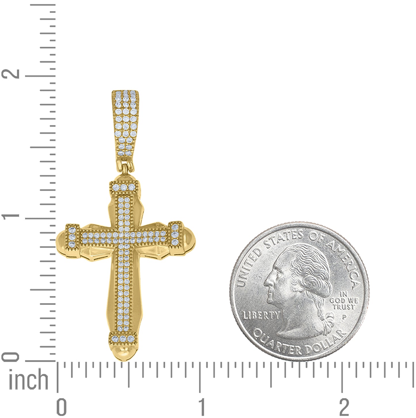 Sterling Silver Yellow-Tone Unisex Cubic-Zirconia Cross Religious Pendant – Elegant Jewelry Gift for Birthday, Anniversary, Engagement, Wedding