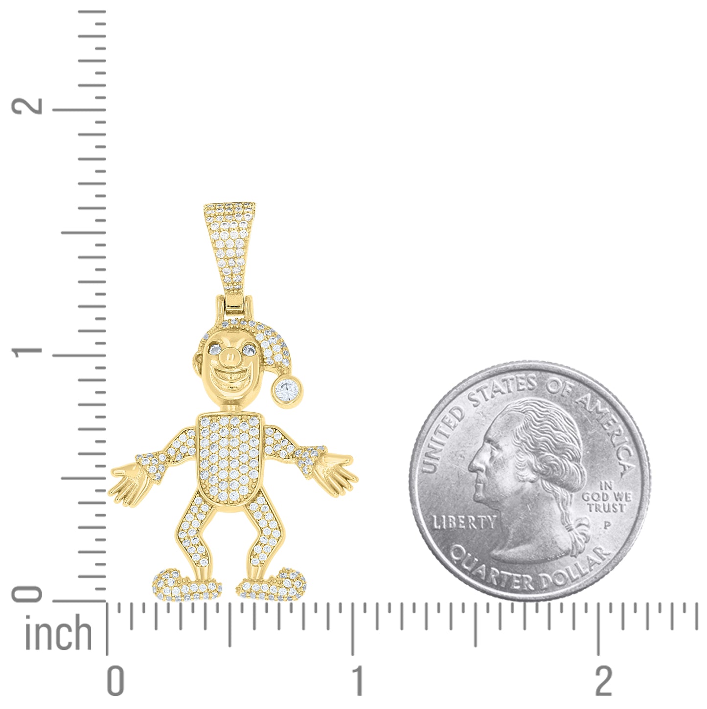 Sterling Silver Mens Cubic-Zirconia Clown Jester Character Pendant – Elegant Jewelry Gift for Birthday, Anniversary, Engagement, Wedding