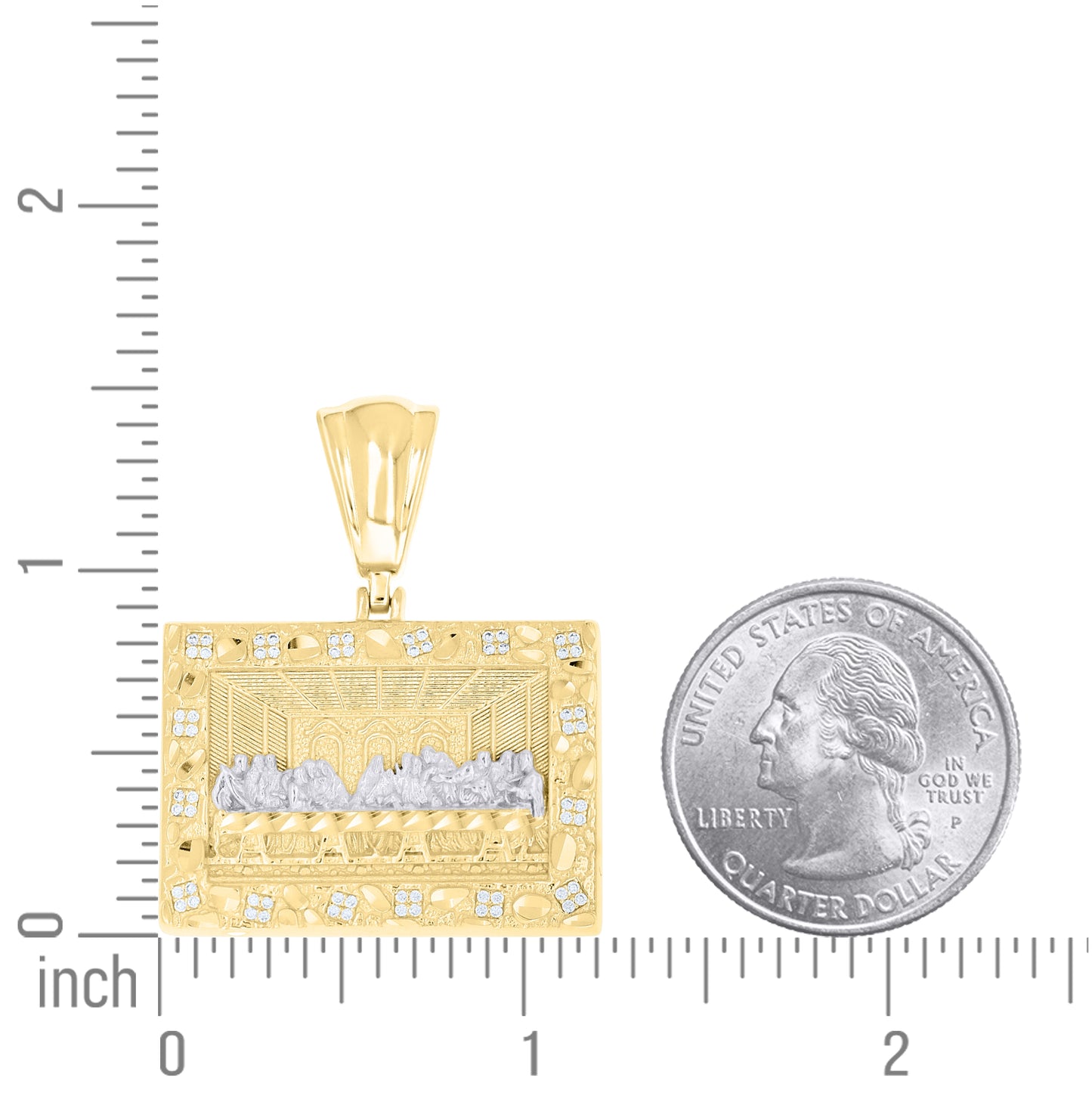 Sterling Silver Yellow-tone Men Cubic-Zirconia Last Supper Religious Charm Pendant – Elegant Jewelry Gift for Birthday, Anniversary, Engagement, Wedding