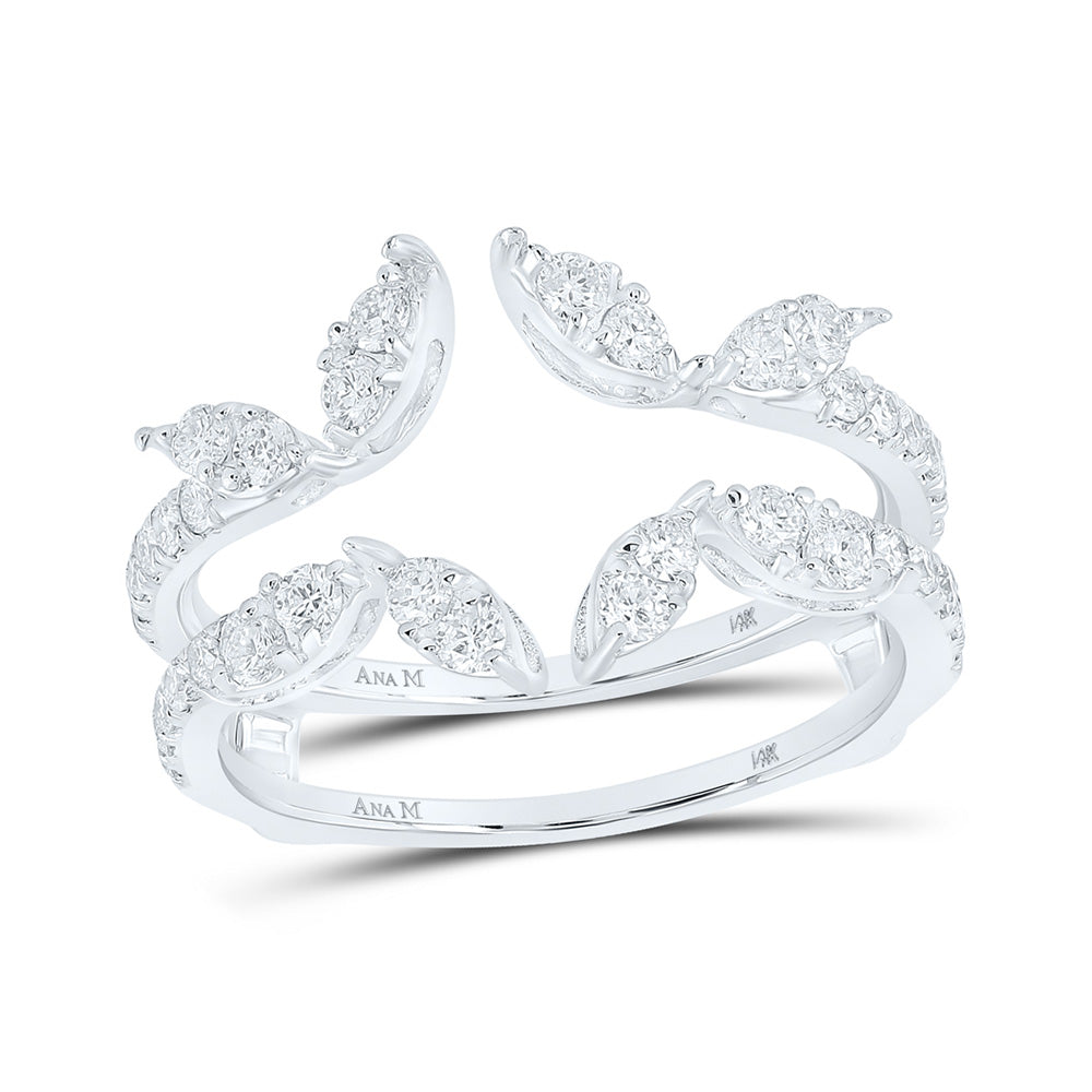 14K White Gold Womens Round Diamond Wedding Wrap Ring Guard Enhancer 3/4 Cttw, Womens Size: 5-10