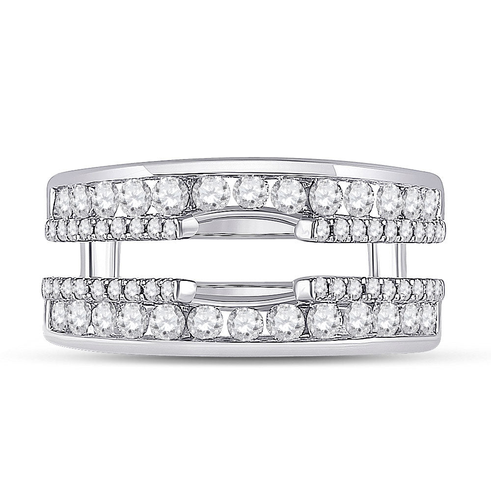 14K White Gold Womens Round Diamond Wedding Wrap Ring Guard Enhancer 1 Cttw, Womens Size: 5-10