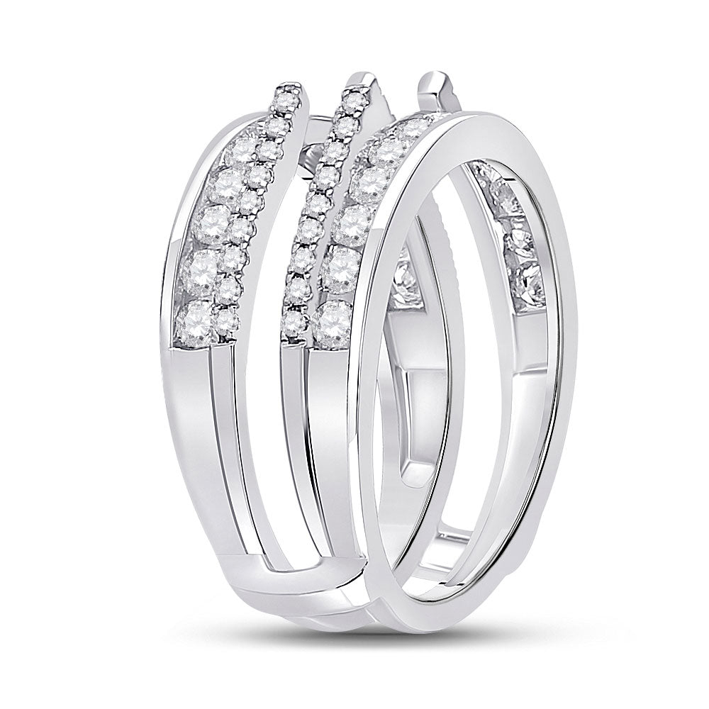14K White Gold Womens Round Diamond Wedding Wrap Ring Guard Enhancer 1 Cttw, Womens Size: 5-10