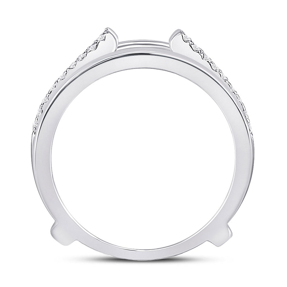 14K White Gold Womens Round Diamond Wedding Wrap Ring Guard Enhancer 1 Cttw, Womens Size: 5-10