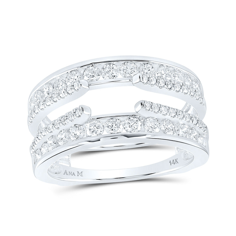 14K White Gold Womens Round Diamond Wedding Wrap Ring Guard Enhancer 1 Cttw, Womens Size: 5-10