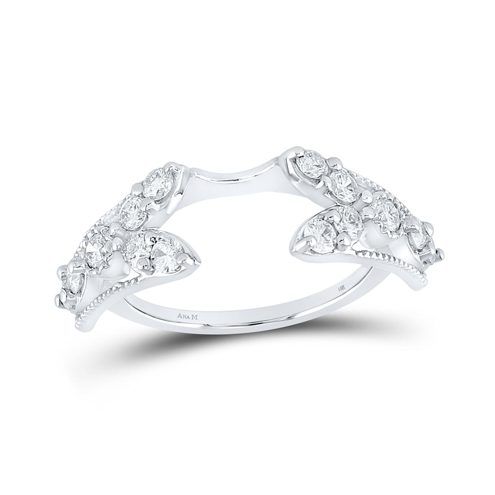 14K White Gold Womens Round Diamond Wrap Enhancer Wedding Band 3/4 Cttw, Womens Size: 5-10