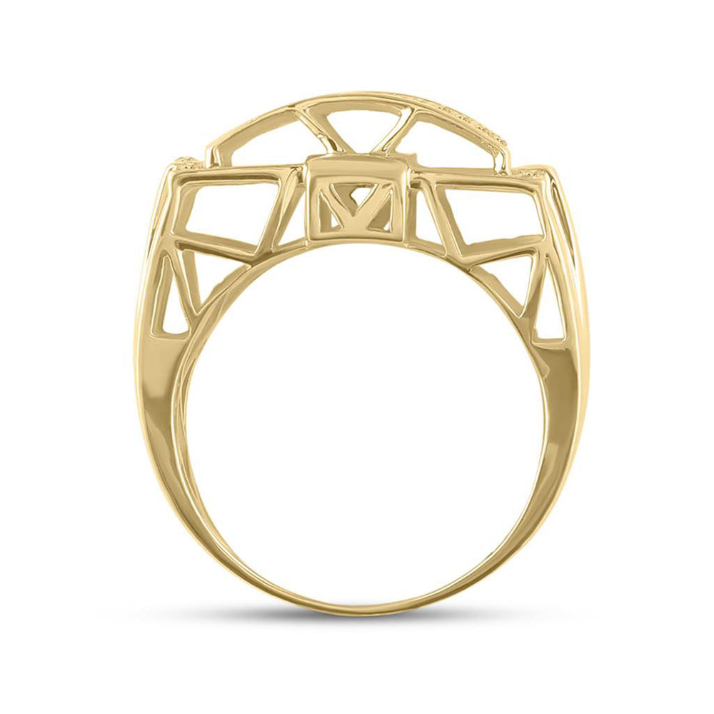 10K Yellow Gold Mens Round Diamond Cluster Ring 1/2 Cttw, Mens Size: 7-13