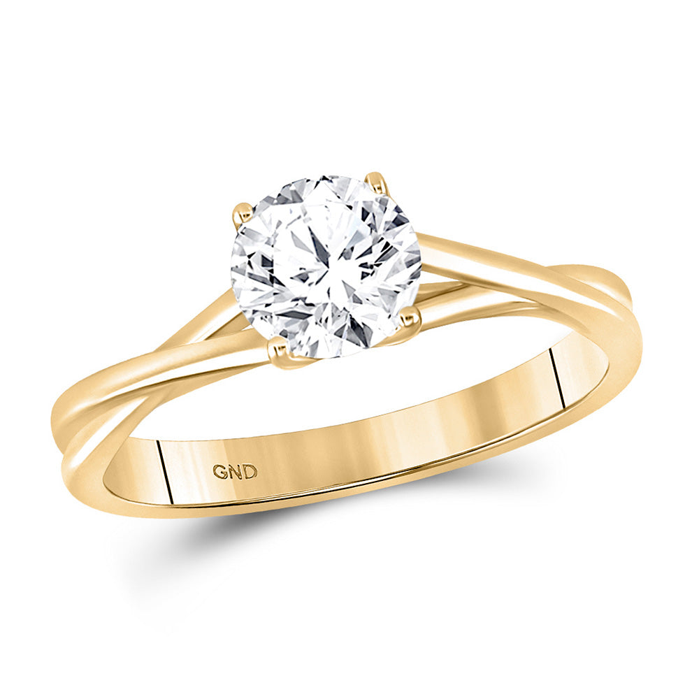 14K White Or Yellow Gold Round Diamond Solitaire Bridal Wedding Engagement Ring , Womens Size: 5-10